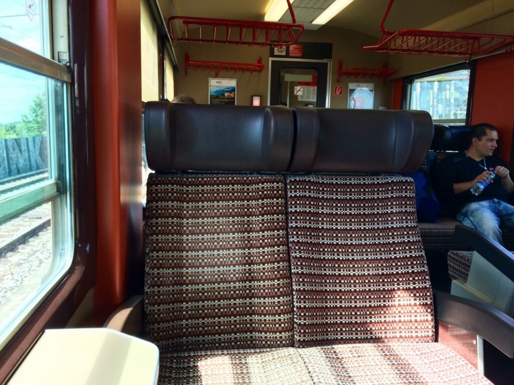 Train seats on the Marchegg service