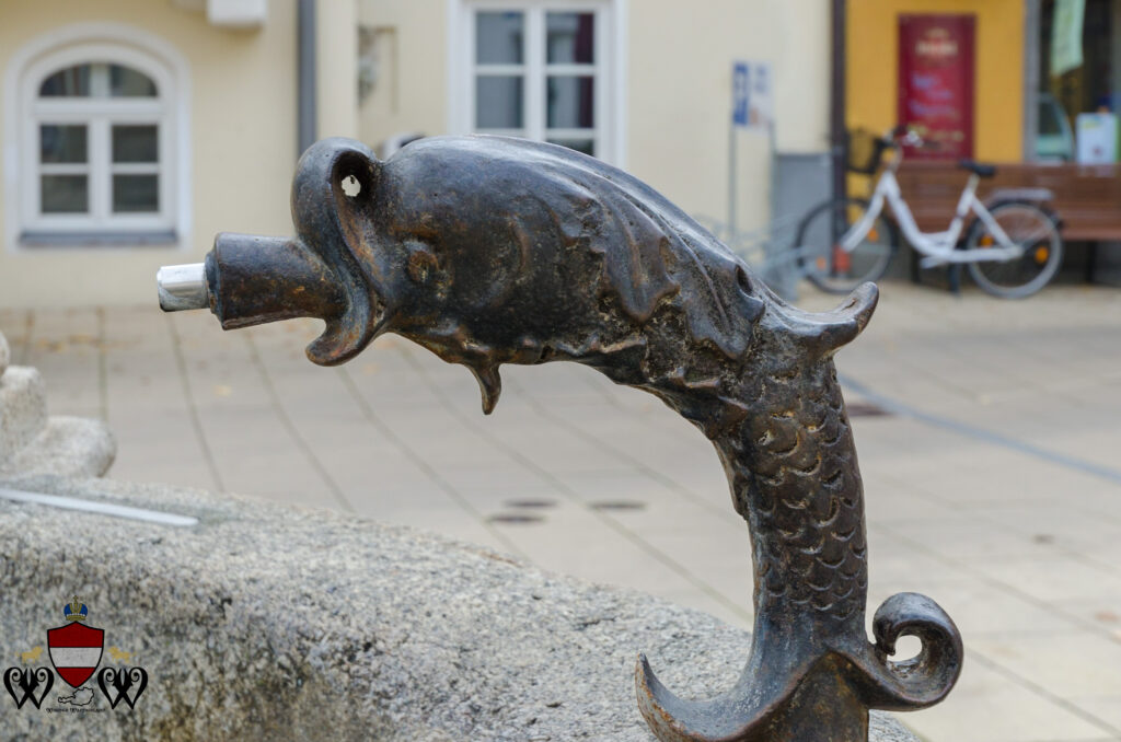 Fish sculpture fountain, Pöchlarn.